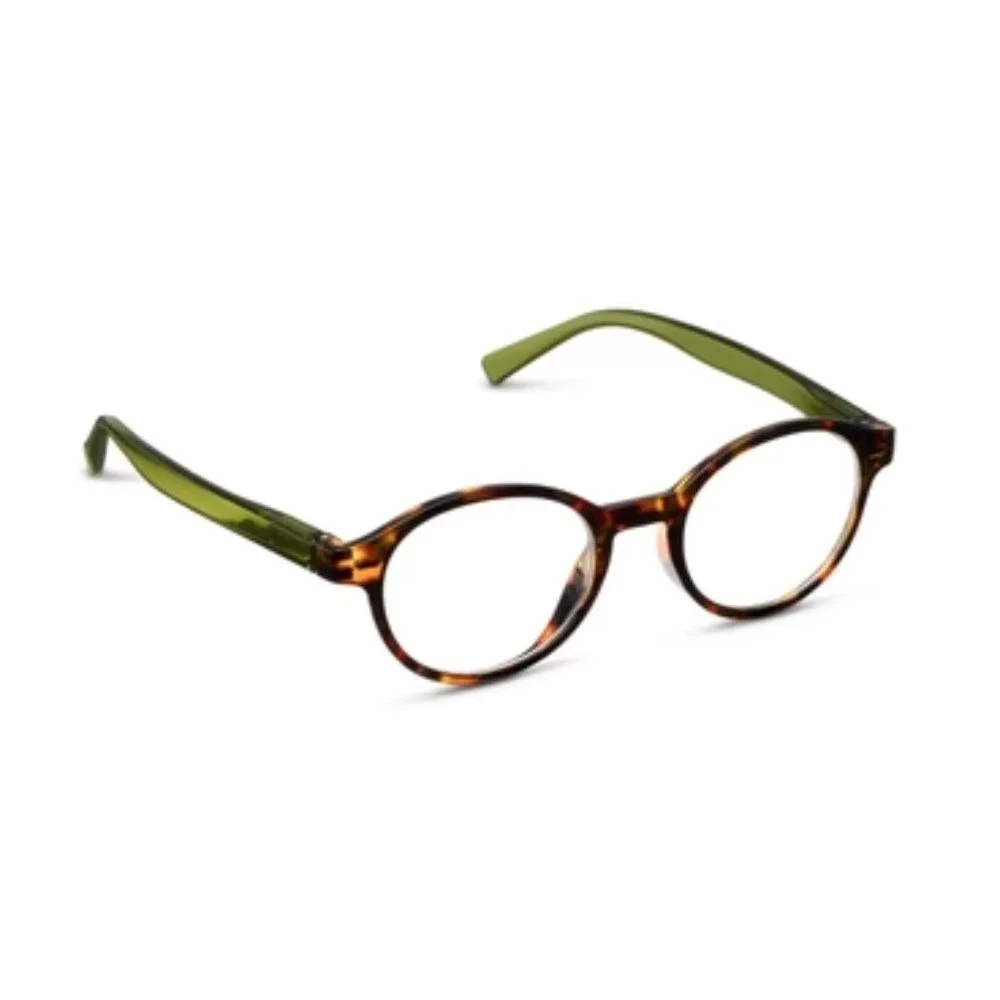 New Peepers Round Tortoise Green Blue Light Reading Glasses +2.25